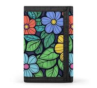 LYHVSFJW Bright Light Yellow TriFold Wallet with 8 Card Slots, Slim Zipper Coin Pocket, Divided Billfold for Men Women, Green Leaves Graffiti Art, One Size, Modern