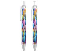 LYHVSFJW Brightly Colored Spheres Ball Point Pen Retractable Black Ink Ballpoint Pens Super Soft Grip 0.5mm Ink Pen Medium Point Office Pens 2 PCS