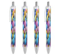 LYHVSFJW Brightly Colored Spheres Ball Point Pen Retractable Black Ink Ballpoint Pens Super Soft Grip 0.5mm Ink Pen Medium Point Office Pens 4 PCS