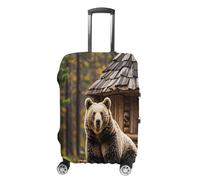 LYHVSFJW Brown Bear Forest Lodge Luggage Cover Suitcase Covers for Luggages Tsa Approved Travel Luggage Sleeve Protector Elastic Suitcase Protector Anti-Scratch Washable Fits 19-32 Inch Case X-Large