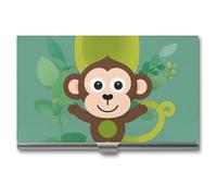 LYHVSFJW Business Card Holder for Men & Women Cartoon Monkey Business Card Case Metal Slim Name Card Holder ID Case Pocket Card Holder Business Card Wallet 3.7x2.2x0.3 Inch, silver, 3.7x2.2x0.3 Inch
