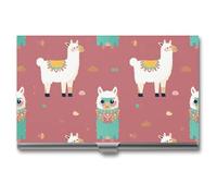 LYHVSFJW Business Card Holder for Men & Women Cute Llama Pattern Business Card Case Metal Slim Name Card Holder ID Case Pocket Card Holder Business Card Wallet 3.7x2.2x0.3 Inch, silver, 3.7x2.2x0.3