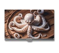 LYHVSFJW Business Card Holder for Men & Women Octopus Carving Business Card Case Metal Slim Name Card Holder ID Case Pocket Card Holder Business Card Wallet 3.7x2.2x0.3 Inch, silver, 3.7x2.2x0.3 Inch