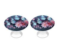 LYHVSFJW Butterfly Blossoms 2 Pack Cabinet Knobs Drawer Pulls Decorative Stainless Steel Dresser Knobs Bathroom Furniture Cabinet Hardware for Kitchen, Door & Drawer, Wardrobe, Cupboard