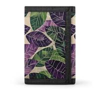 LYHVSFJW Cactus Succulents TriFold Wallet with 8 Card Slots, Slim Zipper Coin Pocket, Divided Billfold for Men Women, Green and Purple Leaves, One Size, Modern