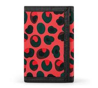 LYHVSFJW Candy Canes TriFold Wallet with 8 Card Slots, Slim Zipper Coin Pocket, Divided Billfold for Men Women, Red Leopard Pattern, One Size, Modern