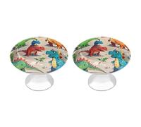 LYHVSFJW Cartoon Dinosaur 2 Pack Cabinet Knobs Drawer Pulls Decorative Stainless Steel Dresser Knobs Bathroom Furniture Cabinet Hardware for Kitchen, Door & Drawer, Wardrobe, Cupboard