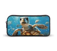 LYHVSFJW Cartoon Sea Turtle Pencil Pouch - Large Capacity Pencil Case Aesthetic Makeup Bag with Zipper Cute Pen Bags for Stationery, Art Supplies, Travel Essentials