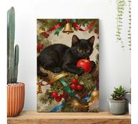 LYHVSFJW Cat on The Christmas Tree Canvas Prints Artwork for Walls Canvas Wall Art for Bedroom Modern Picture Artwork Painting for Living Room Aesthetic Wall Paintings 08x12inch(20x30cm)