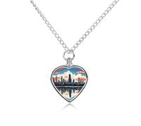 LYHVSFJW Chicago Skyline Urn Necklace for Ashes Heart Cremation Necklace Dogs Cats Urn Pendant Pet Cremation Jewelry Locket Jewelry Keepsake Pendant Memorial Pendants for Puppy Pet
