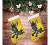 LYHVSFJW Christmas Stockings - Cartoon Donkey Image Large Xmas Socks, Soft Plush Fireplace Stocking with Hanging Loop, Santa Holiday Decor for Family Party Christmas Tree Decorations