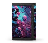LYHVSFJW Color Skull Pictures TriFold Wallet with 8 Card Slots, Slim Zipper Coin Pocket, Divided Billfold for Men Women, Color Skull Pictures, One Size, Modern