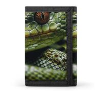LYHVSFJW Color Skull Pictures TriFold Wallet with 8 Card Slots, Slim Zipper Coin Pocket, Divided Billfold for Men Women, Green Snake, One Size, Modern