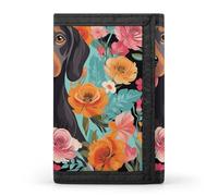 LYHVSFJW Color Skull Pictures TriFold Wallet with 8 Card Slots, Slim Zipper Coin Pocket, Divided Billfold for Men Women, Dog Floral, One Size, Modern