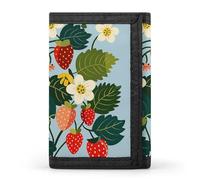 LYHVSFJW Color Skull Pictures TriFold Wallet with 8 Card Slots, Slim Zipper Coin Pocket, Divided Billfold for Men Women, Strawberries and Flowers, One Size, Modern