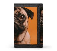 LYHVSFJW Color Skull Pictures TriFold Wallet with 8 Card Slots, Slim Zipper Coin Pocket, Divided Billfold for Men Women, A Pug, One Size, Modern