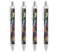 LYHVSFJW Colorful Butterfly Ball Point Pen Retractable Black Ink Ballpoint Pens Super Soft Grip 0.5mm Ink Pen Medium Point Office Pens 4 PCS