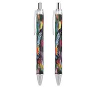 LYHVSFJW Colorful Butterfly Ball Point Pen Retractable Black Ink Ballpoint Pens Super Soft Grip 0.5mm Ink Pen Medium Point Office Pens 2 PCS