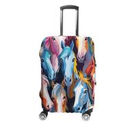 LYHVSFJW Colorful Cartoon Horses Luggage Cover Suitcase Covers for Luggages Tsa Approved Travel Luggage Sleeve Protector Elastic Suitcase Protector Anti-Scratch Washable Fits 19-32 Inch Case X-Large