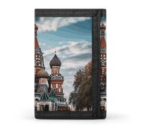 LYHVSFJW Colorful Flower Butterfly Tree TriFold Wallet with 8 Card Slots, Slim Zipper Coin Pocket, Divided Billfold for Men Women, St Basil Cathedral Red Square In Moscow, One Size, Modern