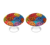 LYHVSFJW Colorful Smiley Face Cabinet Knobs 2 Pack Drawer Pulls Decorative Stainless Steel Dresser Knobs with 2 Screw Bathroom Furniture Hardware for Kitchen, Door & Drawer, Wardrobe, Cupboard