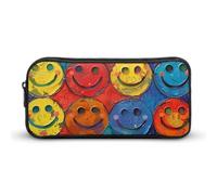 LYHVSFJW Colorful Smiley Face Pencil Pouch - Large Capacity Pencil Case Aesthetic Makeup Bag with Zipper Cute Pen Bags for Stationery, Art Supplies, Travel Essentials