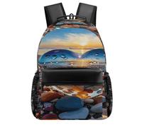 LYHVSFJW Colorful Stones on The Beach Laptop Backpack Travel Lightweight Schoolbag Durable Bookbags for Men Women