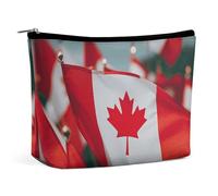 LYHVSFJW Cosmetic Bag Makeup Bags for Women Portable Makeup Bag Airplane at Sunset Makeup Case Travel Toiletry Bag for Travel Accessories, Many Small Canadian Flags, One Size