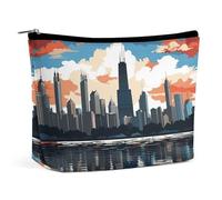 LYHVSFJW Cosmetic Bag Makeup Bags for Women Portable Makeup Bag Atomic Stars Retro Pattern Makeup Case Travel Toiletry Bag for Travel Accessories, Chicago Skyline, One Size