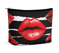 LYHVSFJW Cosmetic Bag Makeup Bags for Women Portable Makeup Bag Balloon And Cow Makeup Case Travel Toiletry Bag for Travel Accessories, Red Lips Kiss, One Size