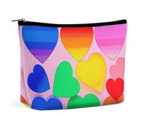 LYHVSFJW Cosmetic Bag Makeup Bags for Women Portable Makeup Bag Colorful Peach Watercolor Design Makeup Case Travel Toiletry Bag for Travel Accessories, Hearts in Rainbow Colors, One Size