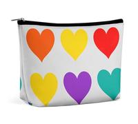 LYHVSFJW Cosmetic Bag Makeup Bags for Women Portable Makeup Bag Colorful Peach Watercolor Design Makeup Case Travel Toiletry Bag for Travel Accessories, Colorful Rainbow Hearts, One Size