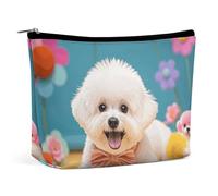 LYHVSFJW Cosmetic Bag Makeup Bags for Women Portable Makeup Bag Cute Animal Head Makeup Case Travel Toiletry Bag for Travel Accessories, Cute Bichon Frise Dog, One Size