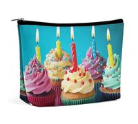 LYHVSFJW Cosmetic Bag Makeup Bags for Women Portable Makeup Bag Cute Sloth Makeup Case Travel Toiletry Bag for Travel Accessories, Colorful Happy Birthday Cupcakes, One Size