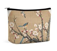 LYHVSFJW Cosmetic Bag Makeup Bags for Women Portable Makeup Bag Eiffel Tower with Autumn Leaves Makeup Case Travel Toiletry Bag for Travel Accessories, Traditional Chinese Painting Bird on Plum Tre,