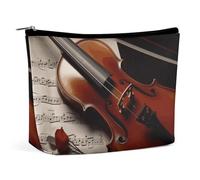 LYHVSFJW Cosmetic Bag Makeup Bags for Women Portable Makeup Bag Fire Soccer Ball Makeup Case Travel Toiletry Bag for Travel Accessories, Violin Sheet Music, One Size