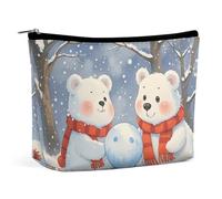 LYHVSFJW Cosmetic Bag Makeup Bags for Women Portable Makeup Bag Santa Claus in The Snowflakes Makeup Case Travel Toiletry Bag for Travel Accessories, Lovely snow bear, One Size