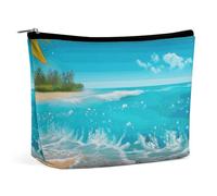 LYHVSFJW Cosmetic Bag Makeup Bags for Women Portable Makeup Bag The Beach with A Surfboard Makeup Case Travel Toiletry Bag for Travel Accessories, Tropical Blue Sea Beach, One Size