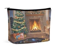 LYHVSFJW Cosmetic Bag Makeup Bags for Women Portable Makeup Bag Window Sill Christmas Tree Makeup Case Travel Toiletry Bag for Travel Accessories, Sleeping kitten, One Size