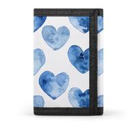 LYHVSFJW Cow Printed TriFold Wallet with 8 Card Slots, Slim Zipper Coin Pocket, Divided Billfold for Men Women, Hand Drawn Blue Heart, One Size, Modern