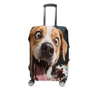 LYHVSFJW Crazy Dog Luggage Cover Suitcase Covers for Luggages Tsa Approved Travel Luggage Sleeve Protector Elastic Suitcase Protector Anti-Scratch Washable Fits 19-32 Inch Case X-Large, white, XL