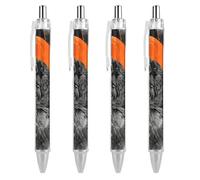 LYHVSFJW Crow Opens His Mouth Ball Point Pen Retractable Black Ink Ballpoint Pens Super Soft Grip 0.5mm Ink Pen Medium Point Office Pens 4 PCS