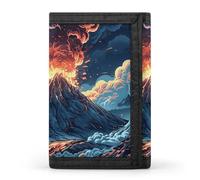 LYHVSFJW Cute Baby Hedgehog TriFold Wallet with 8 Card Slots, Slim Zipper Coin Pocket, Divided Billfold for Men Women, Depicts a Volcano, One Size, Modern