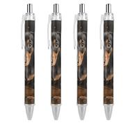 LYHVSFJW Cute Dachshund Ball Point Pen Retractable Black Ink Ballpoint Pens Super Soft Grip 0.5mm Ink Pen Medium Point Office Pens 4 PCS