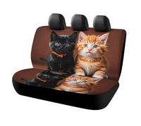 LYHVSFJW Cute Kitten Black and Orange Cat Car Seat Cover Universal Rear Seat Protector Waterproof Automotive Seats Covers for Most Car Personalized Full Set Rear Bench Covers 47x23x30 Inch