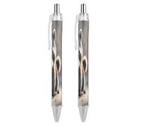 LYHVSFJW Cute Raccoon Ball Point Pen Retractable Black Ink Ballpoint Pens Super Soft Grip 0.5mm Ink Pen Medium Point Office Pens 2 PCS