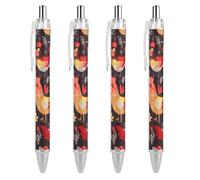 LYHVSFJW Cute Rooster Chickens Ball Point Pen Retractable Black Ink Ballpoint Pens Super Soft Grip 0.5mm Ink Pen Medium Point Office Pens 4 PCS