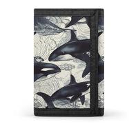 LYHVSFJW Dark And Light Colors TriFold Wallet with 8 Card Slots, Slim Zipper Coin Pocket, Divided Billfold for Men Women, Killer Whale, One Size, Modern