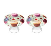 LYHVSFJW Delicious Cupcakes 2 Pack Cabinet Knobs Drawer Pulls Decorative Stainless Steel Dresser Knobs Bathroom Furniture Cabinet Hardware for Kitchen, Door & Drawer, Wardrobe, Cupboard