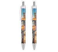 LYHVSFJW Dog Days of Summer Ball Point Pen Retractable Black Ink Ballpoint Pens Super Soft Grip 0.5mm Ink Pen Medium Point Office Pens 2 PCS